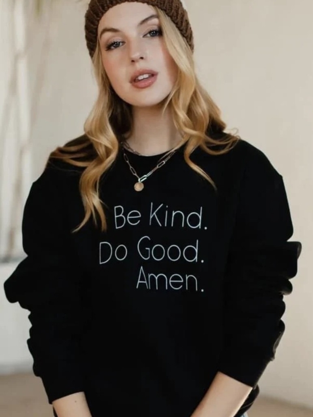 Black 'Be Kind. Do Good. Amen.' Graphic Sweatshirt By Panache Apparel